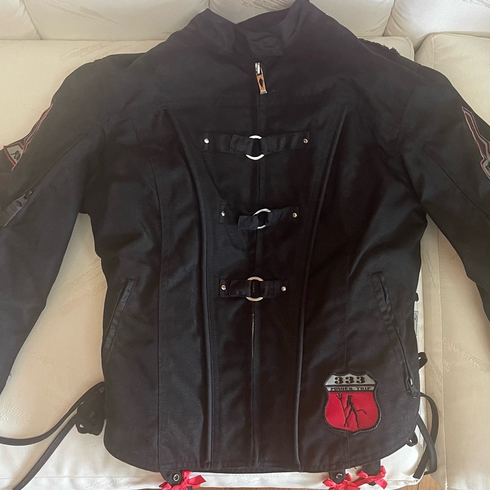 POWER TRIP MOTORCYCLE JACKET WITH AMOR BACK , ELBOW, SHOULDER PADDED PROTECTION - Picture 2 of 8